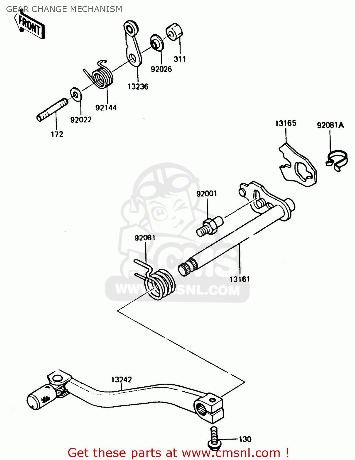 GEAR CHANGE MECHANISM KMX200-A2 1988 EUROPE UK FR GR HR WG