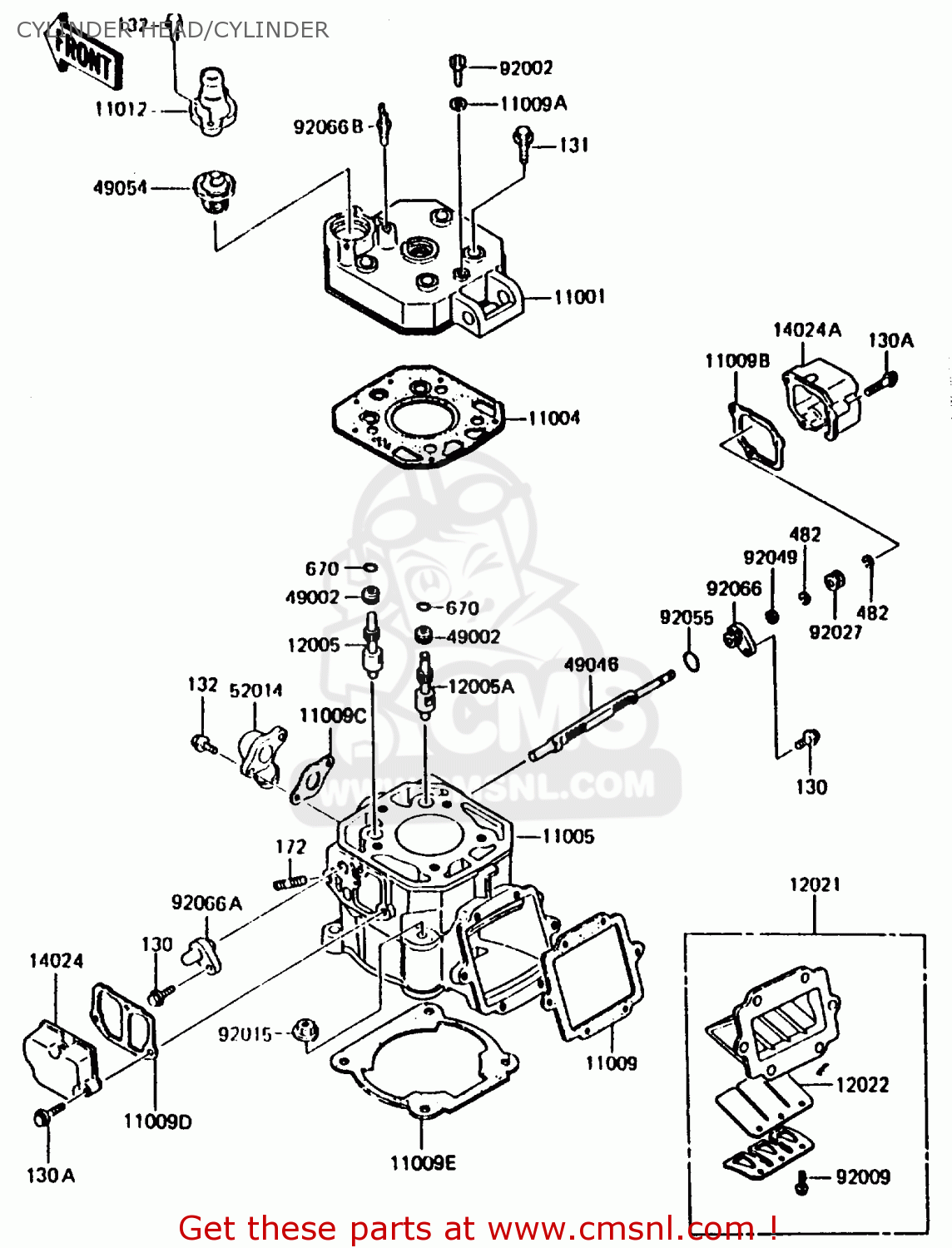 CYLINDER HEAD/CYLINDER KMX200-A2 1988 EUROPE UK FR GR HR WG
