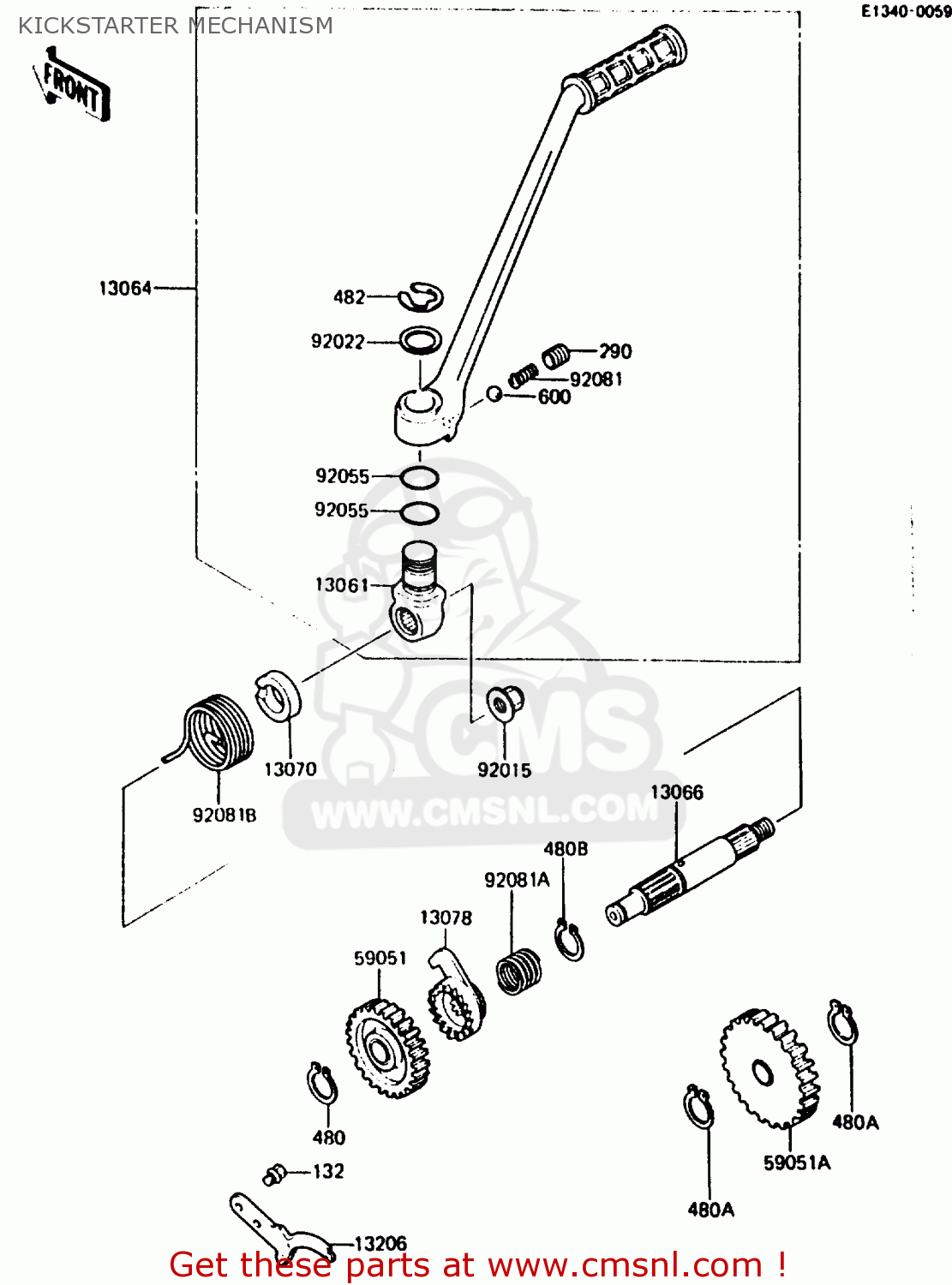 KICKSTARTER MECHANISM KMX200-A2 1988 EUROPE UK FR GR HR WG