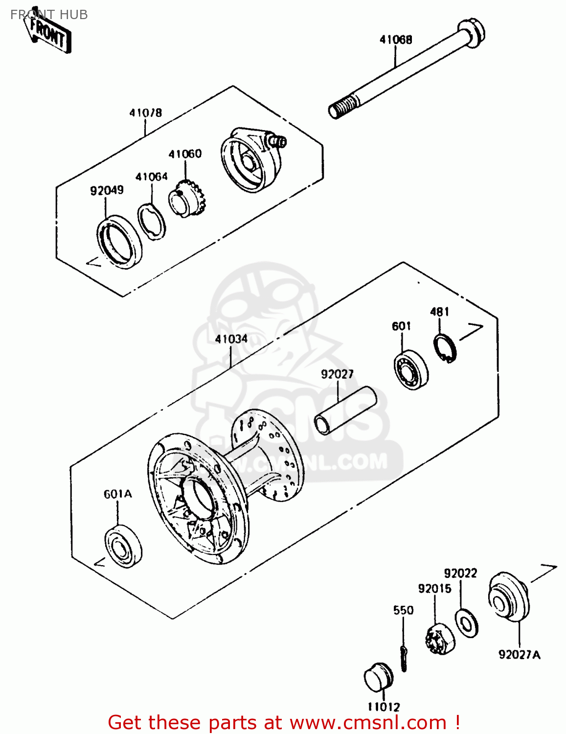 FRONT HUB KMX200-A2 1988 EUROPE UK FR GR HR WG