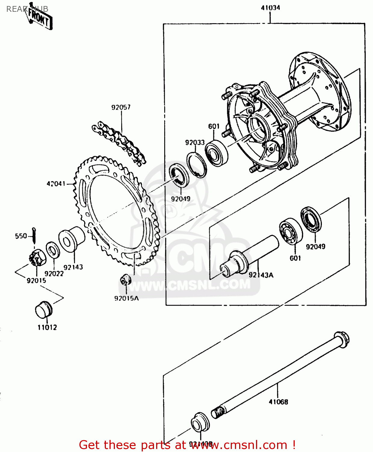 REAR HUB KMX200-A2 1988 EUROPE UK FR GR HR WG