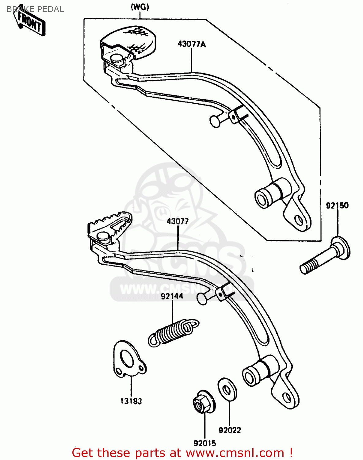 BRAKE PEDAL KMX200-A2 1988 EUROPE UK FR GR HR WG