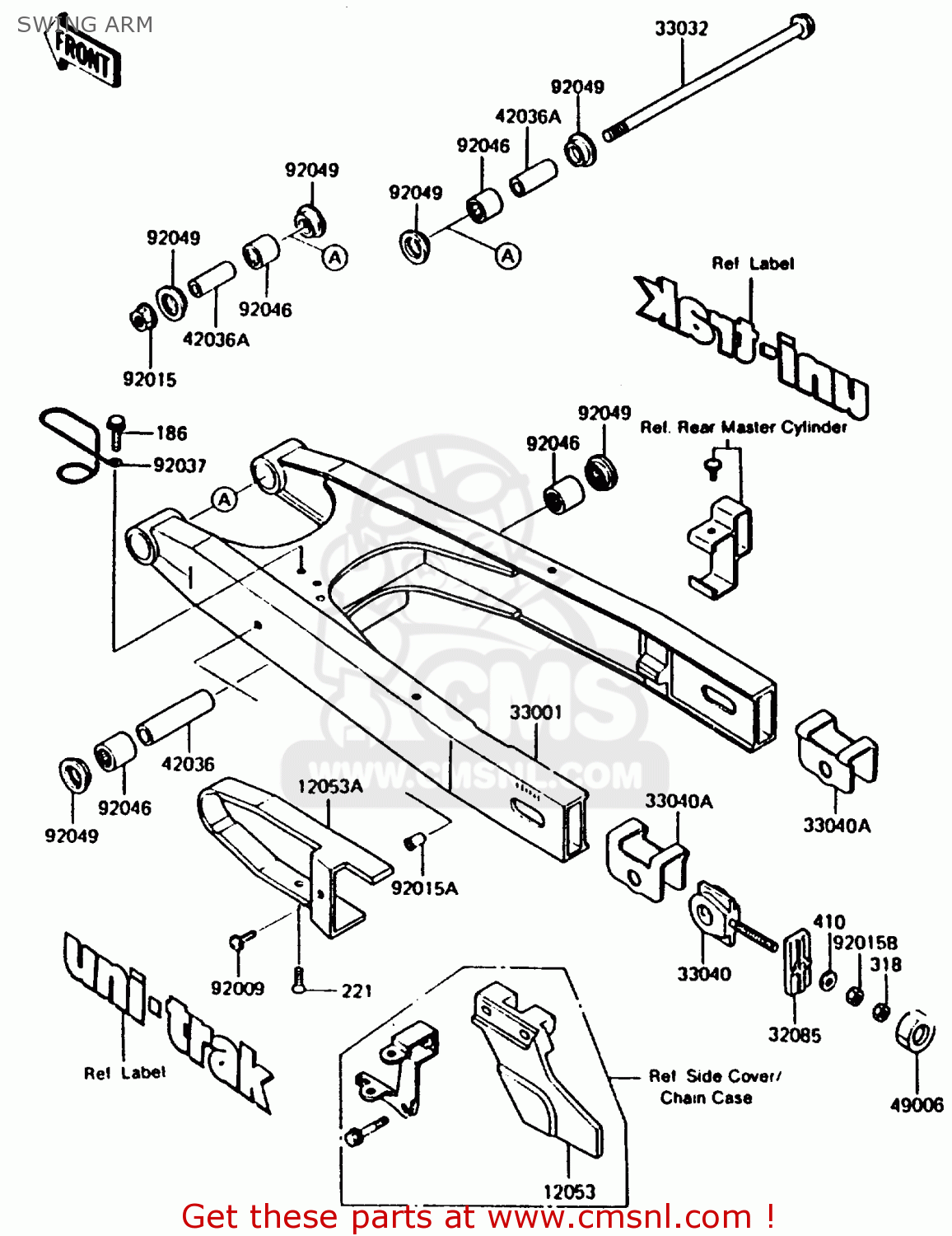 SWING ARM KMX200-A2 1988 EUROPE UK FR GR HR WG