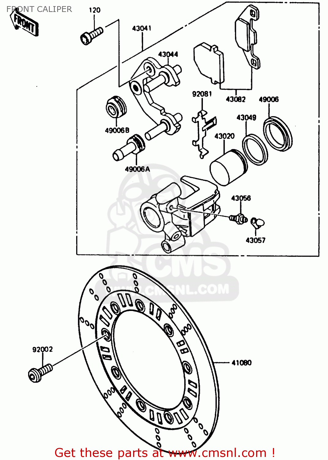FRONT CALIPER KMX200-A2 1988 EUROPE UK FR GR HR WG