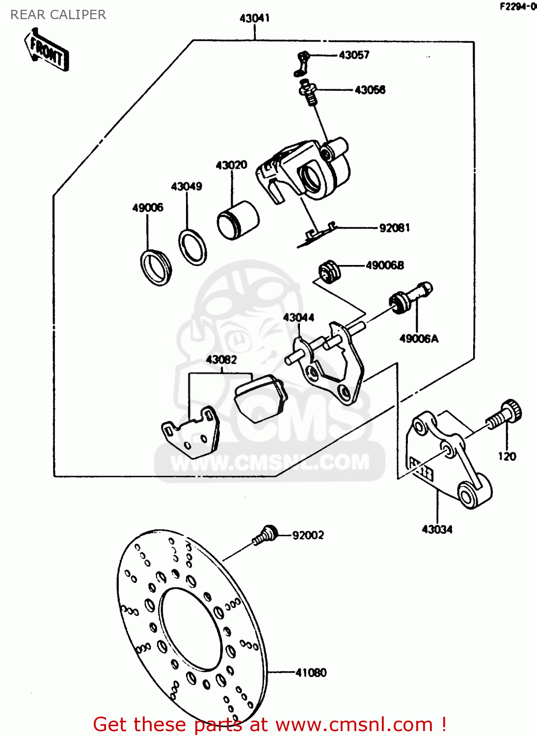 REAR CALIPER KMX200-A2 1988 EUROPE UK FR GR HR WG