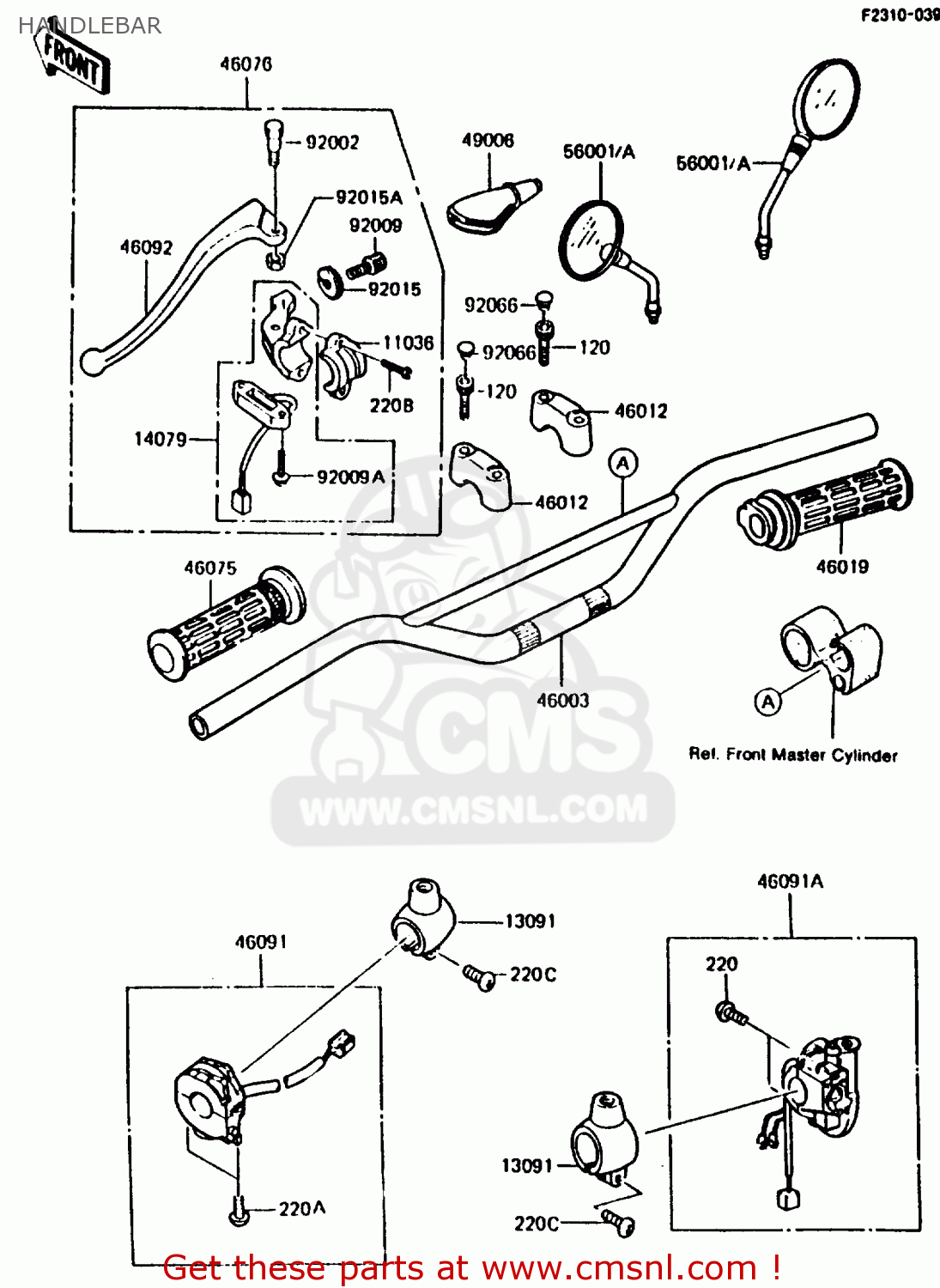 HANDLEBAR KMX200-A2 1988 EUROPE UK FR GR HR WG