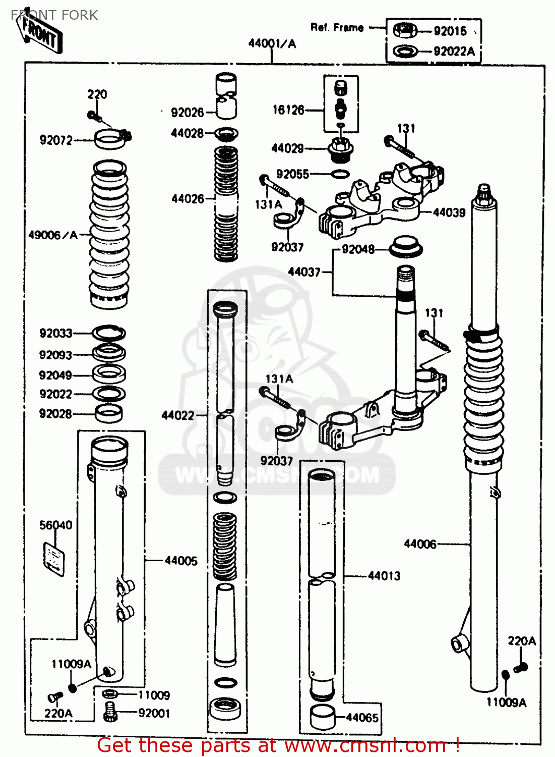 FRONT FORK KMX200-A2 1988 EUROPE UK FR GR HR WG