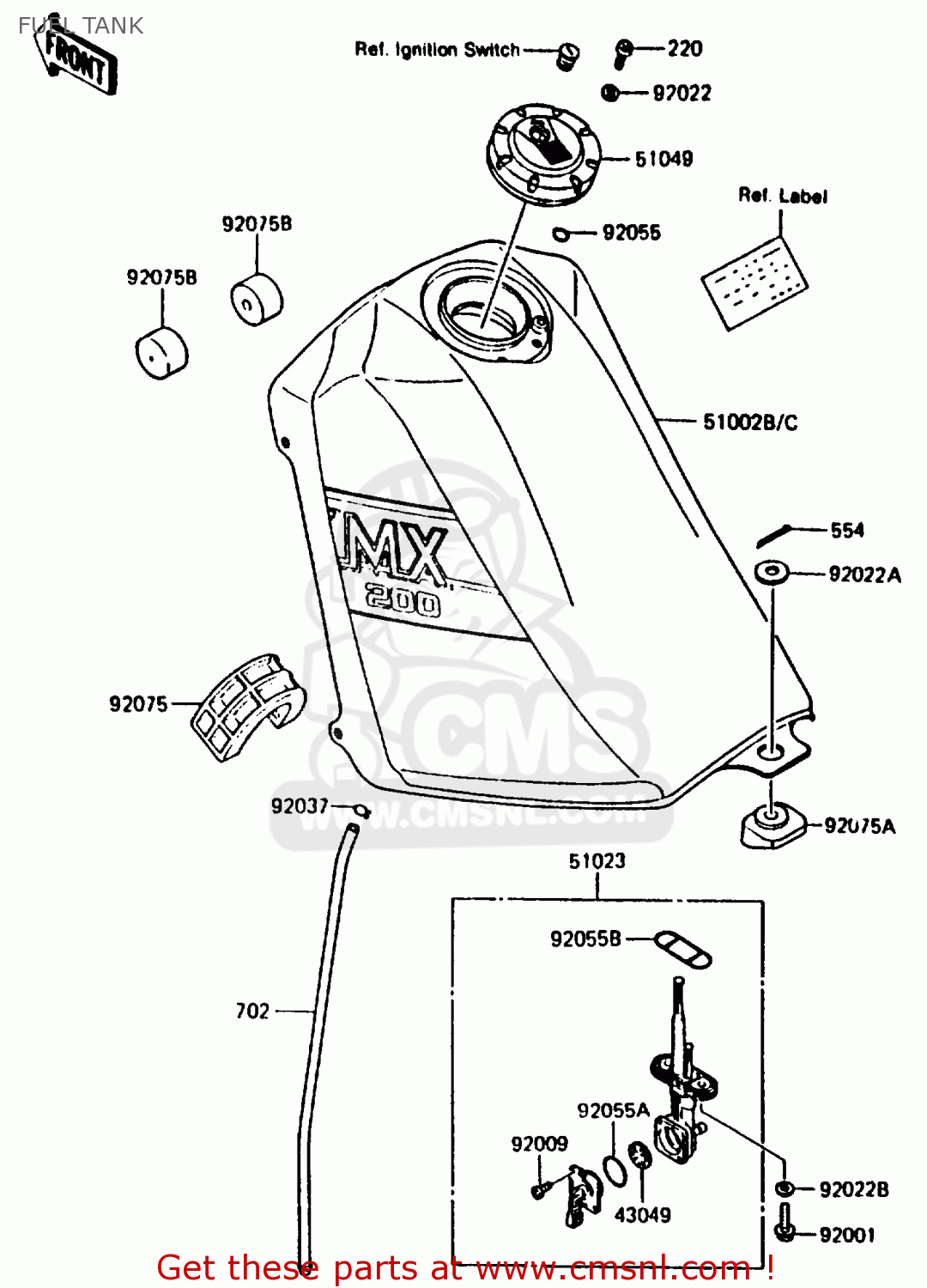 FUEL TANK KMX200-A2 1988 EUROPE UK FR GR HR WG