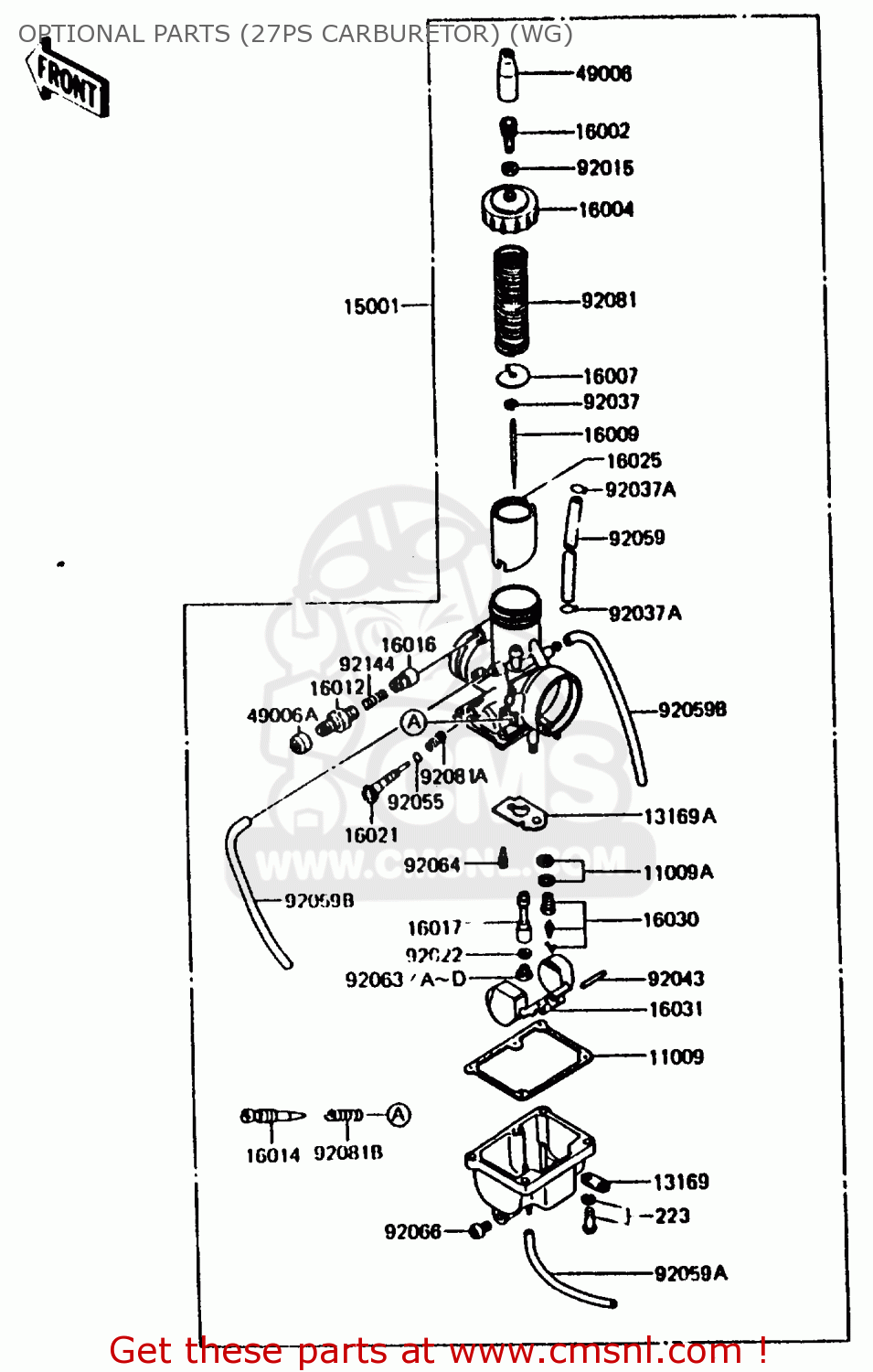 OPTIONAL PARTS (27PS CARBURETOR) (WG) KMX200-A2 1988 EUROPE UK FR GR HR WG