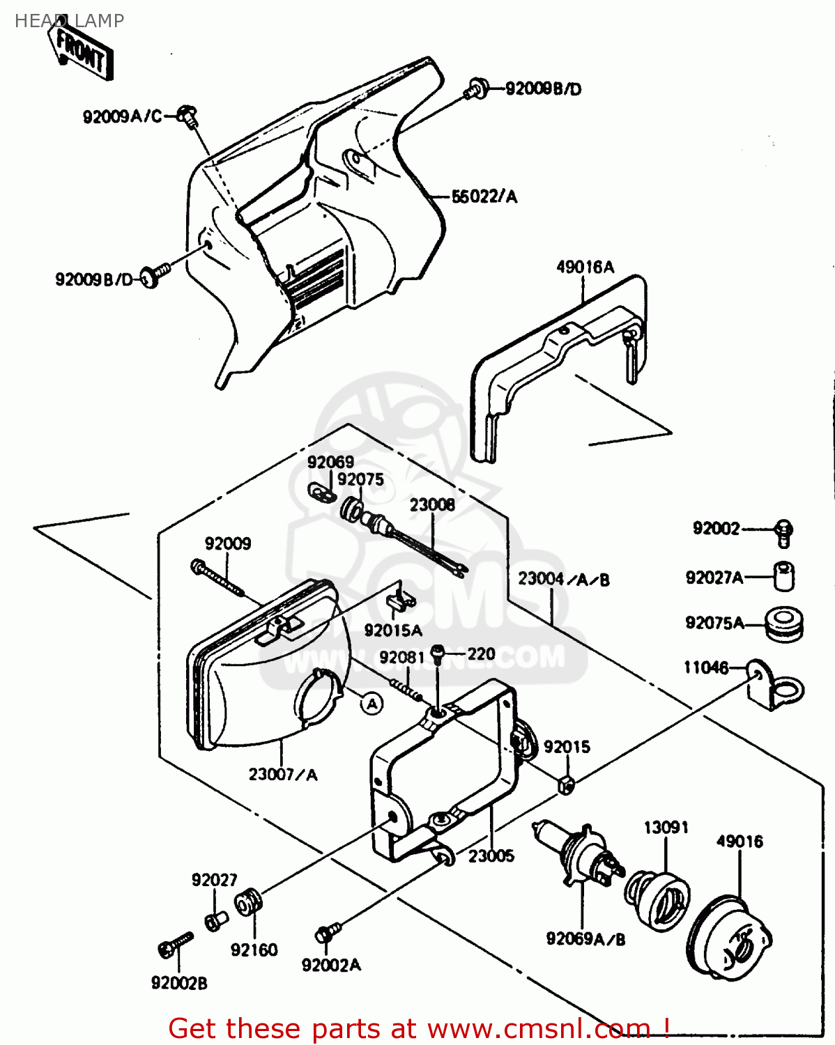 HEAD LAMP KMX200-A2 1988 EUROPE UK FR GR HR WG