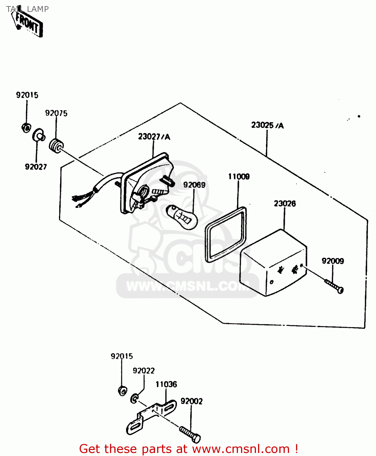 TAIL LAMP KMX200-A2 1988 EUROPE UK FR GR HR WG
