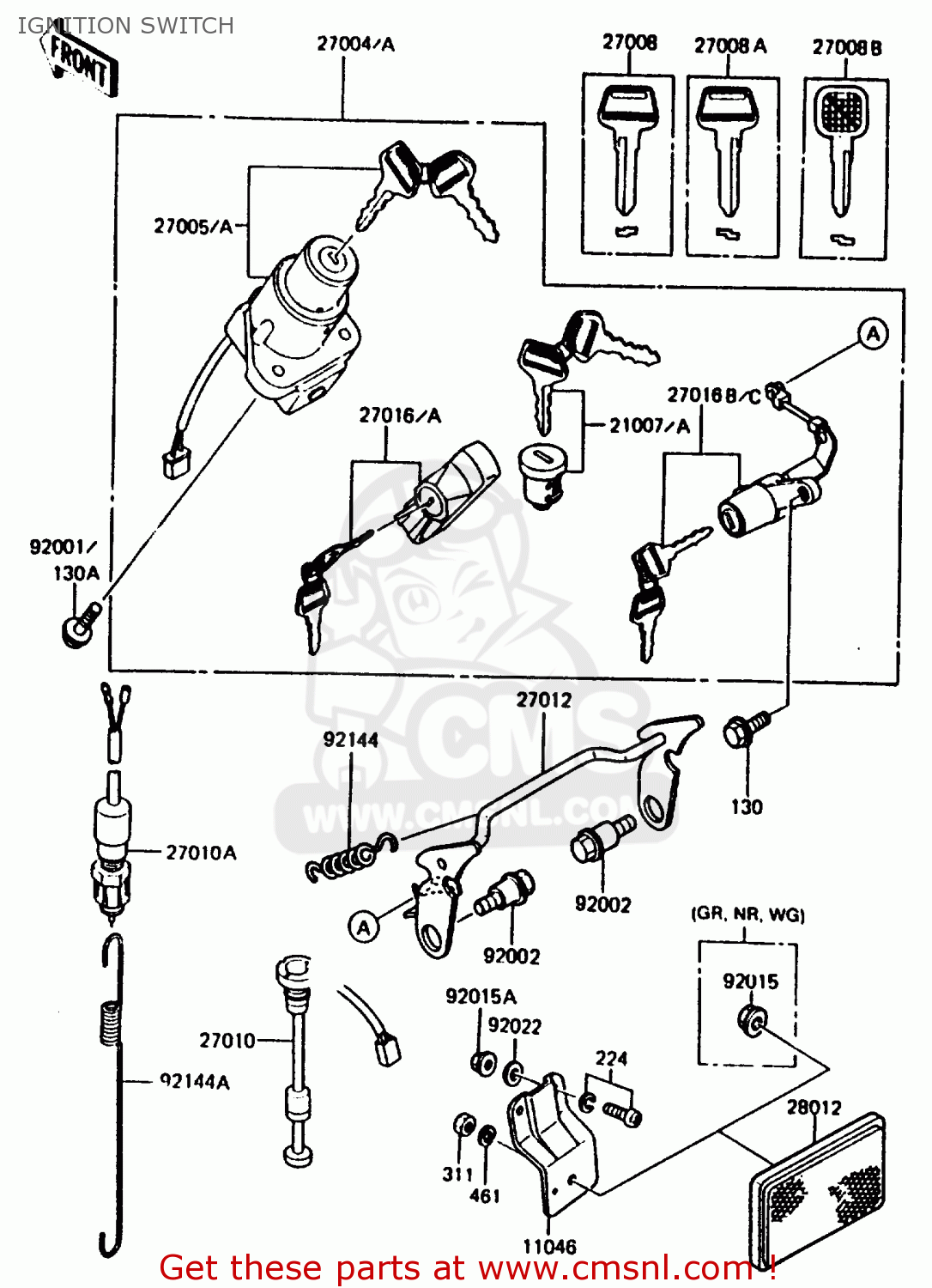 IGNITION SWITCH KMX200-A2 1988 EUROPE UK FR GR HR WG