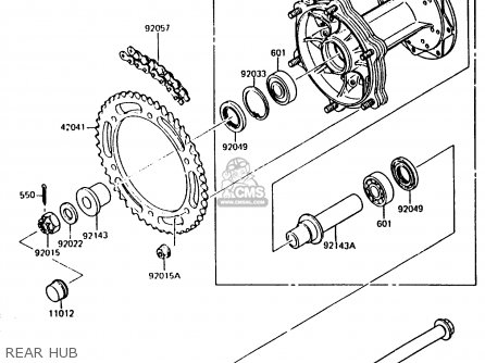 REAR HUB - KMX200-A2 1988 EUROPE UK FR GR HR WG