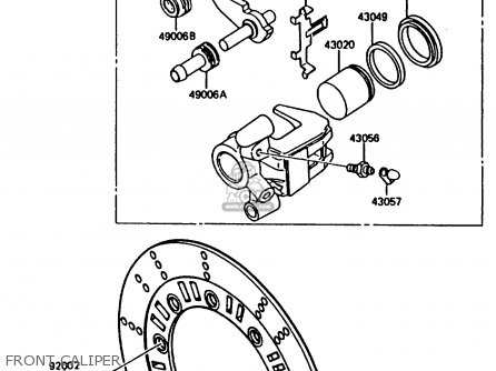 FRONT CALIPER - KMX200-A2 1988 EUROPE UK FR GR HR WG