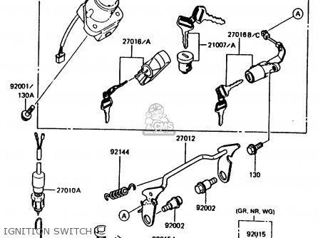 IGNITION SWITCH - KMX200-A2 1988 EUROPE UK FR GR HR WG