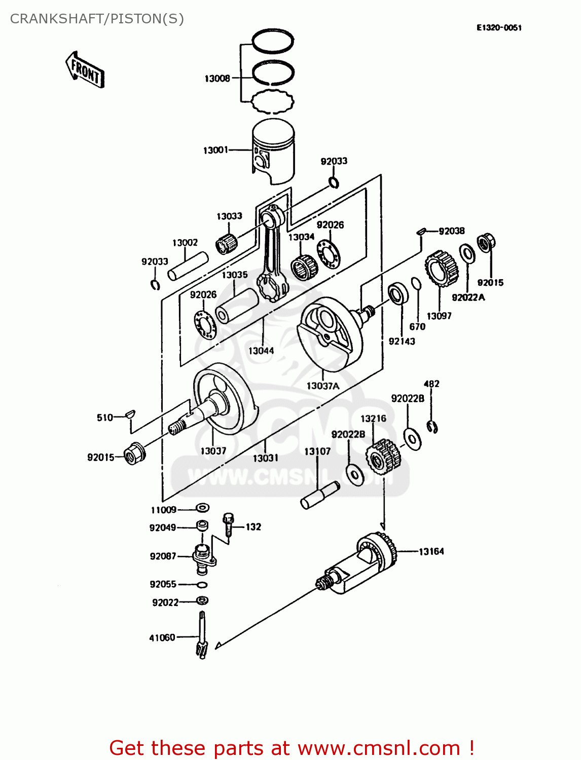 CRANKSHAFT/PISTON(S) KMX200-A3 1989 EUROPE UK FR FG GR NR