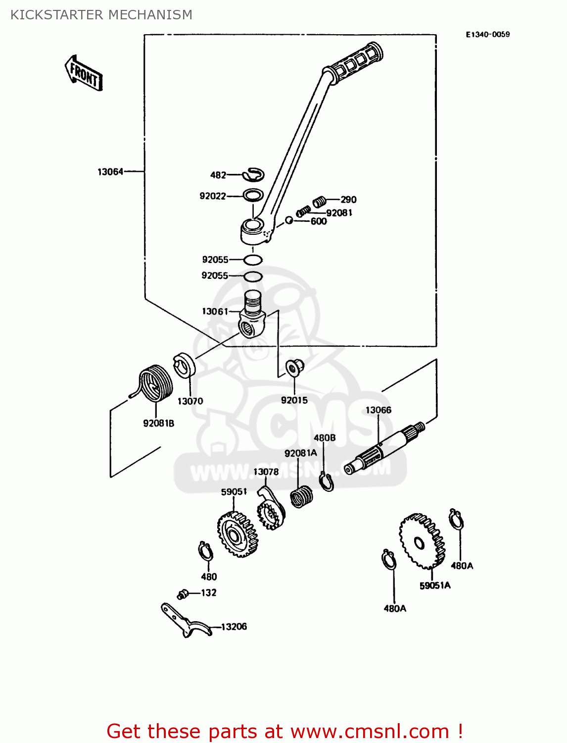 KICKSTARTER MECHANISM KMX200-A3 1989 EUROPE UK FR FG GR NR