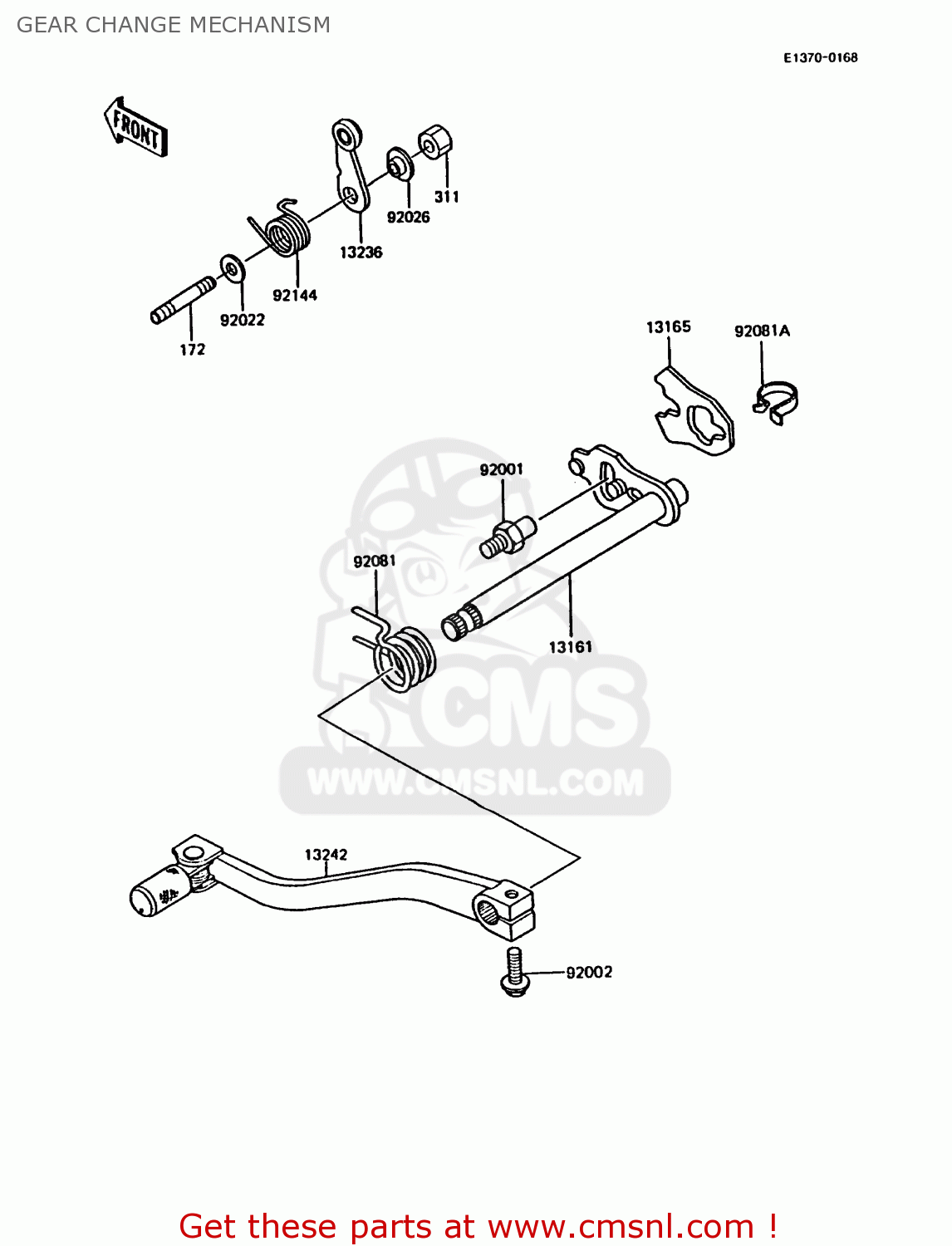 GEAR CHANGE MECHANISM KMX200-A3 1989 EUROPE UK FR FG GR NR