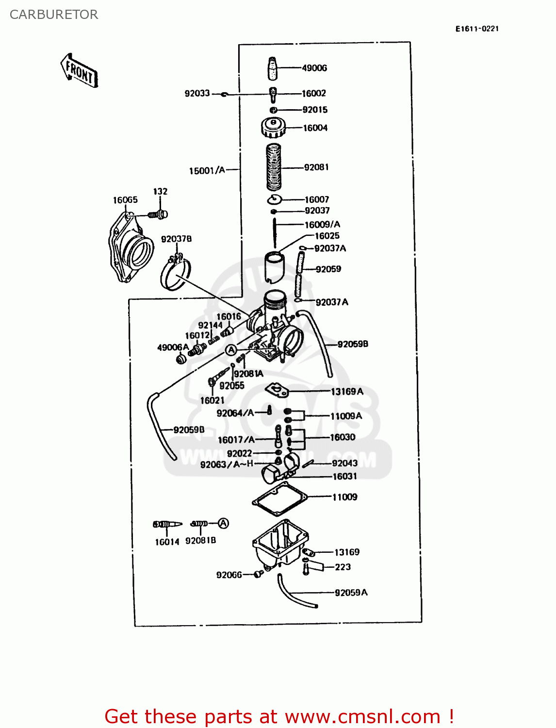 CARBURETOR KMX200-A3 1989 EUROPE UK FR FG GR NR
