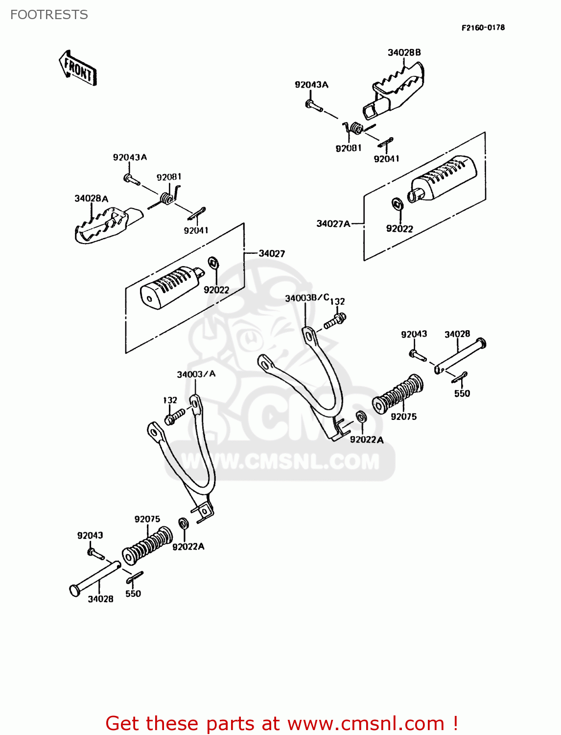 FOOTRESTS KMX200-A3 1989 EUROPE UK FR FG GR NR