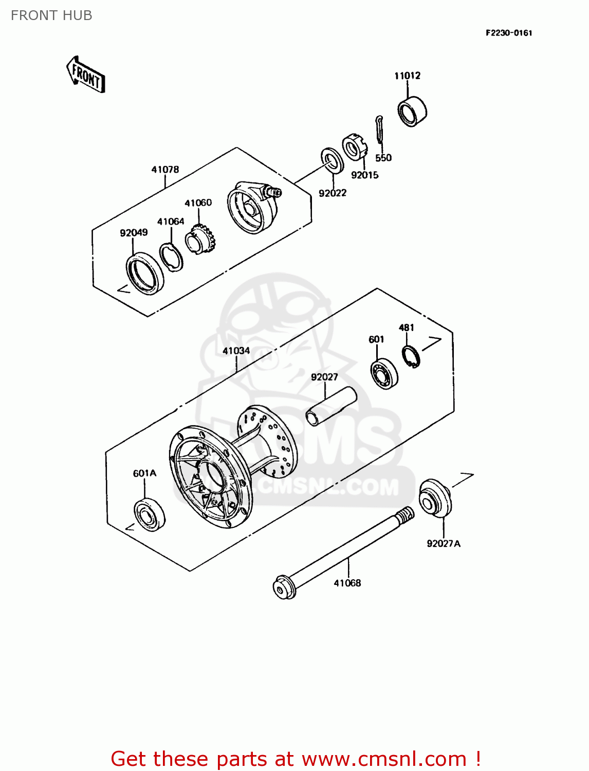 FRONT HUB KMX200-A3 1989 EUROPE UK FR FG GR NR