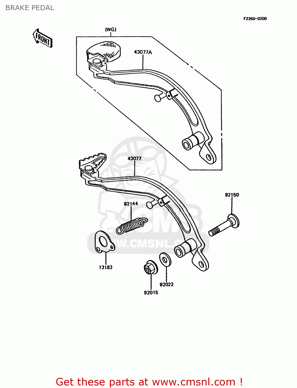 BRAKE PEDAL KMX200-A3 1989 EUROPE UK FR FG GR NR
