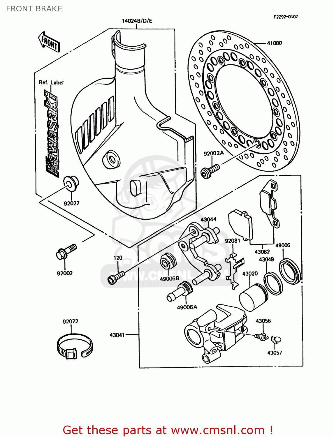 FRONT BRAKE KMX200-A3 1989 EUROPE UK FR FG GR NR