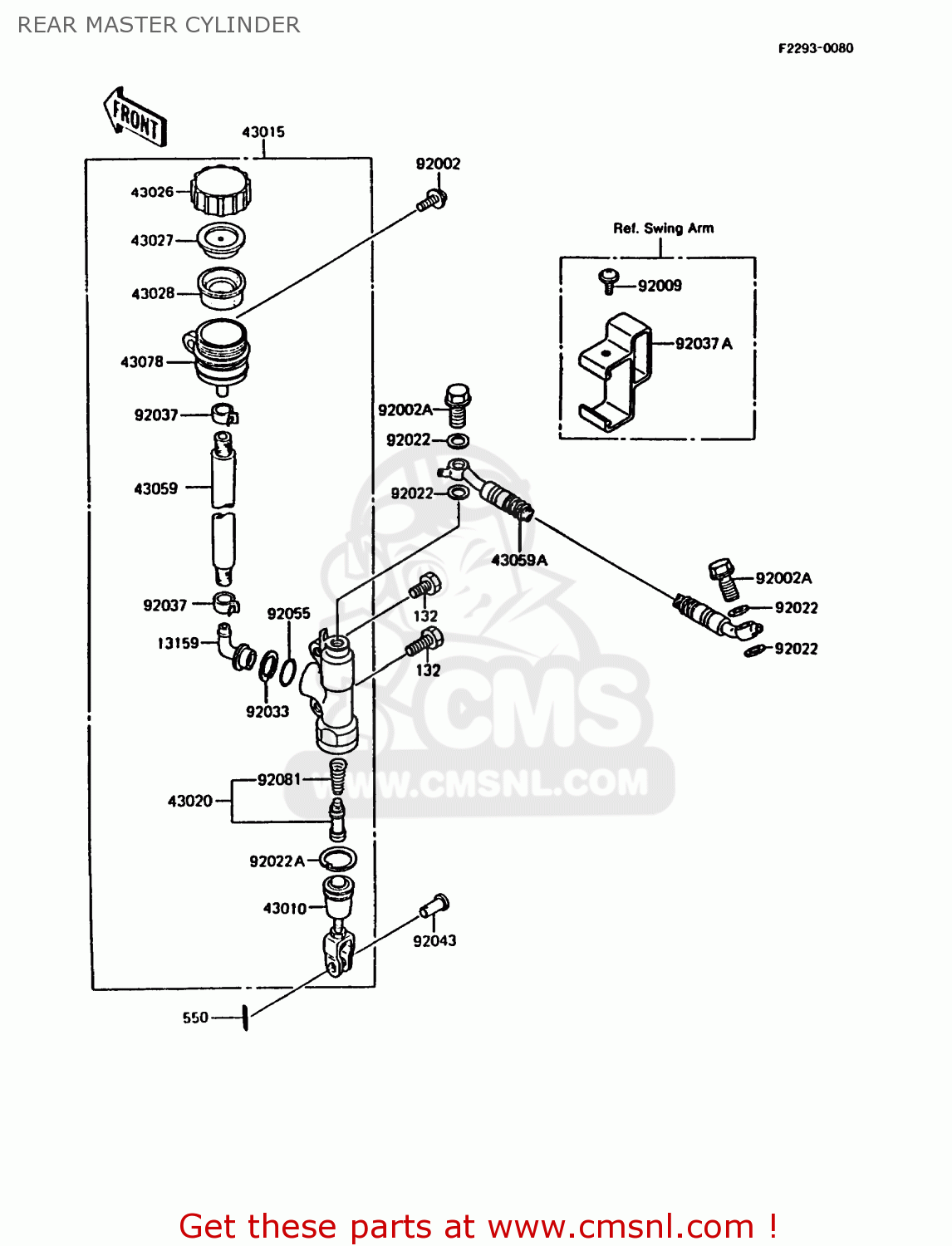 REAR MASTER CYLINDER KMX200-A3 1989 EUROPE UK FR FG GR NR