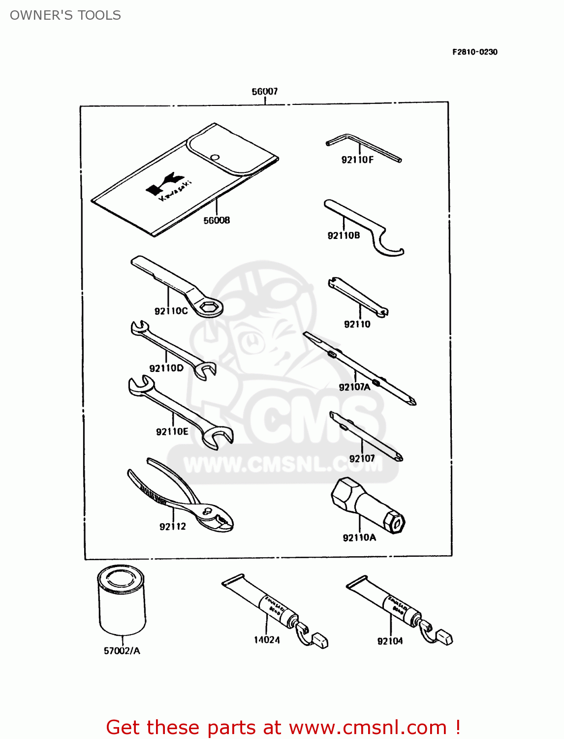 OWNER'S TOOLS KMX200-A3 1989 EUROPE UK FR FG GR NR