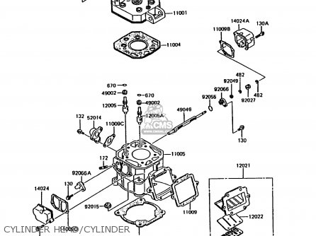 CYLINDER HEAD/CYLINDER - KMX200-A3 1989 EUROPE UK FR FG GR NR