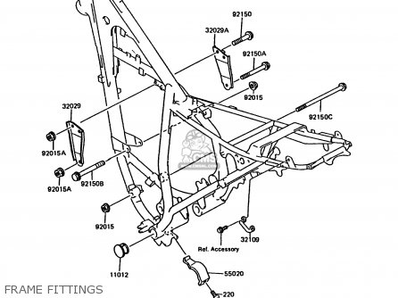 FRAME FITTINGS - KMX200-A3 1989 EUROPE UK FR FG GR NR