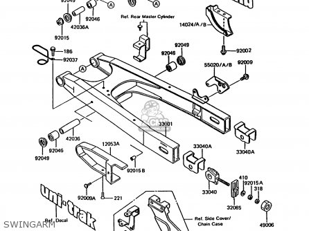 SWINGARM - KMX200-A3 1989 EUROPE UK FR FG GR NR
