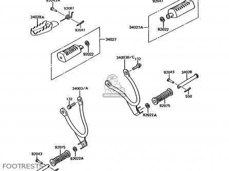 FOOTRESTS - KMX200-A3 1989 EUROPE UK FR FG GR NR