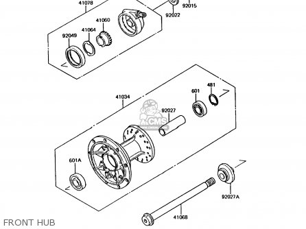 FRONT HUB - KMX200-A3 1989 EUROPE UK FR FG GR NR