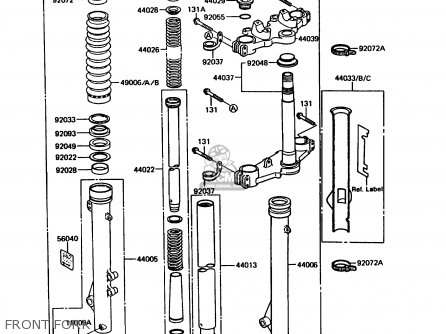 FRONT FORK - KMX200-A3 1989 EUROPE UK FR FG GR NR