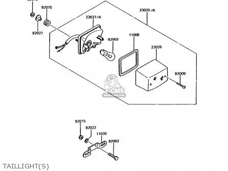 TAILLIGHT(S) - KMX200-A3 1989 EUROPE UK FR FG GR NR