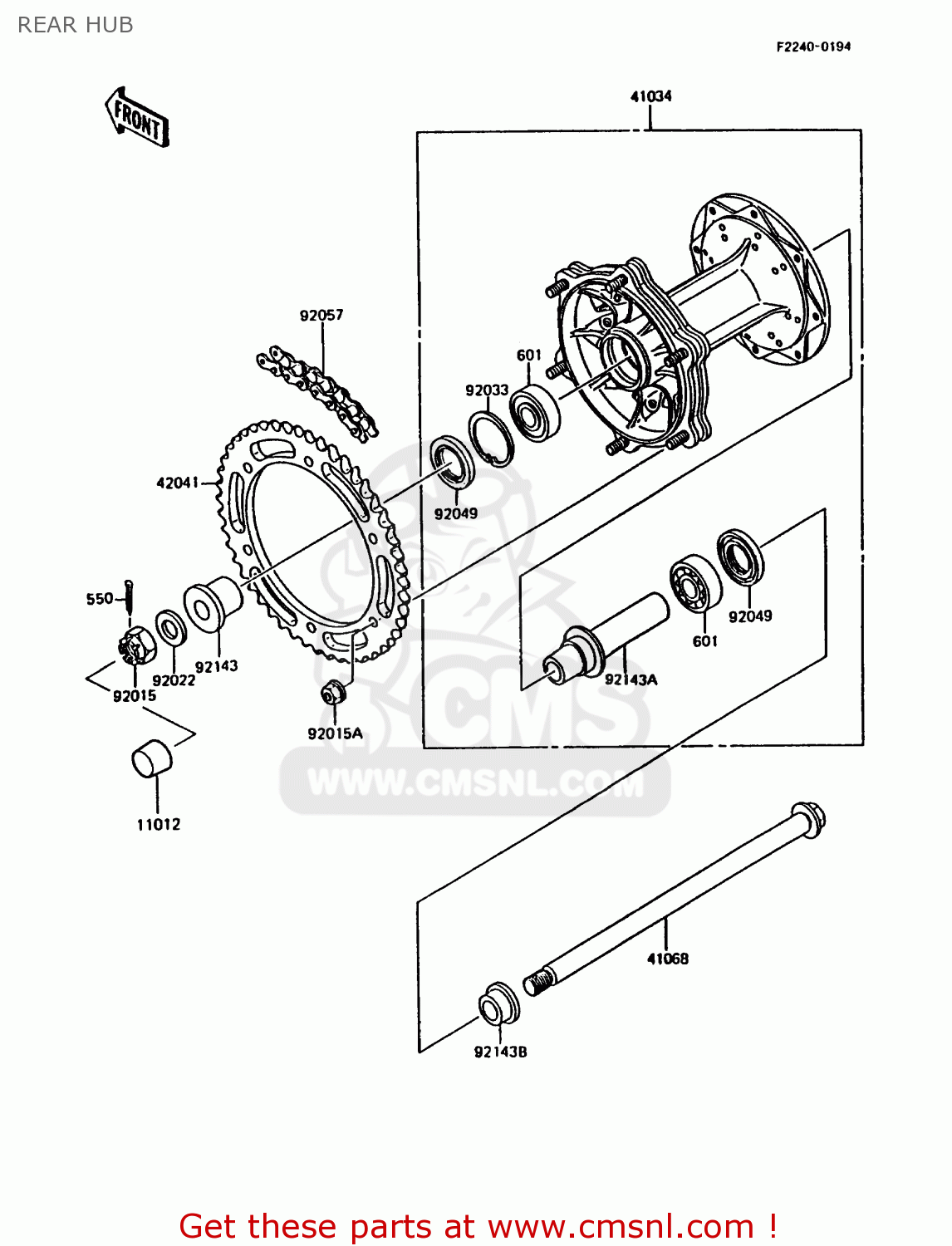 REAR HUB KMX200-A3A 1989 EUROPE FG GR NR