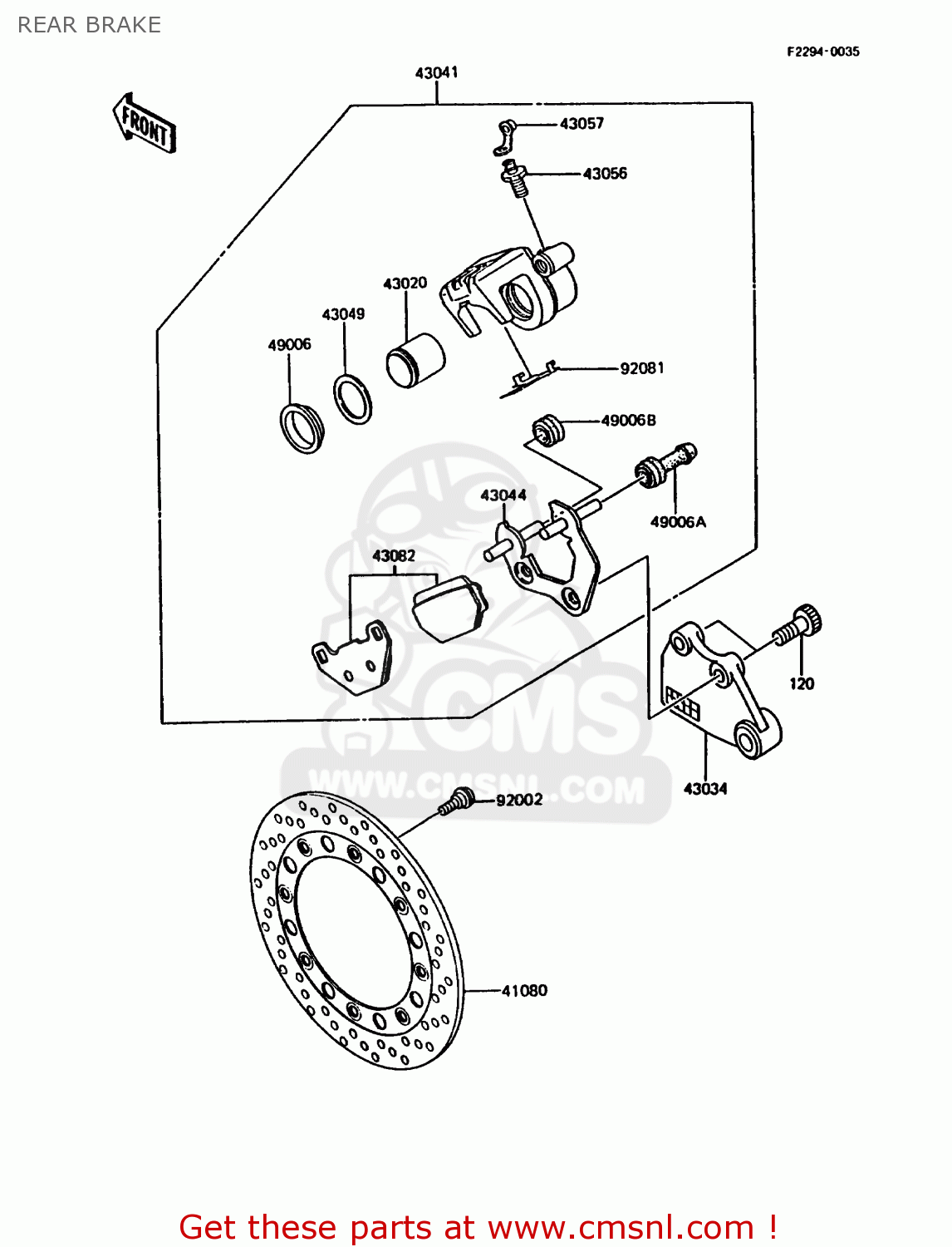REAR BRAKE KMX200-A3A 1989 EUROPE FG GR NR