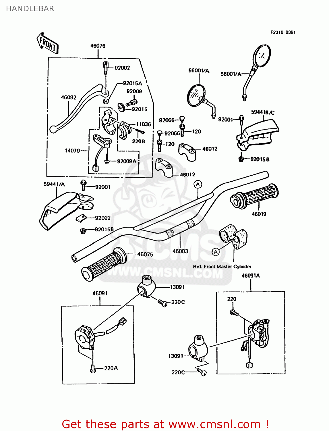 HANDLEBAR KMX200-A3A 1989 EUROPE FG GR NR