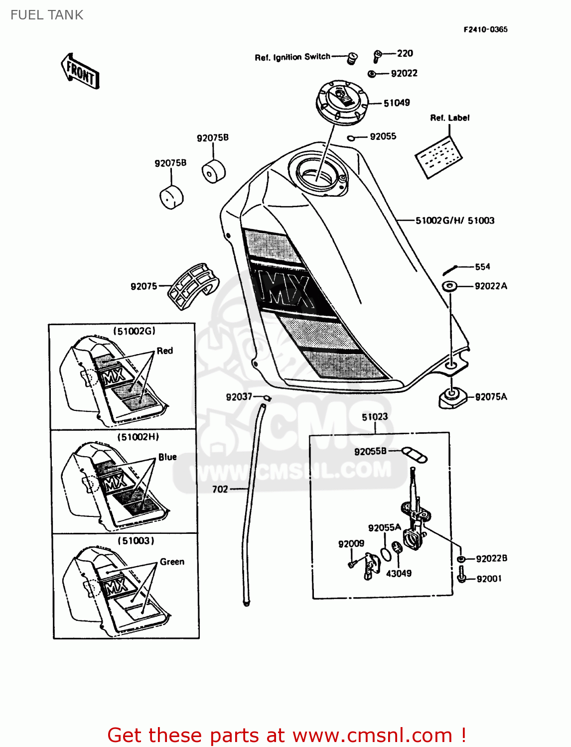 FUEL TANK KMX200-A3A 1989 EUROPE FG GR NR