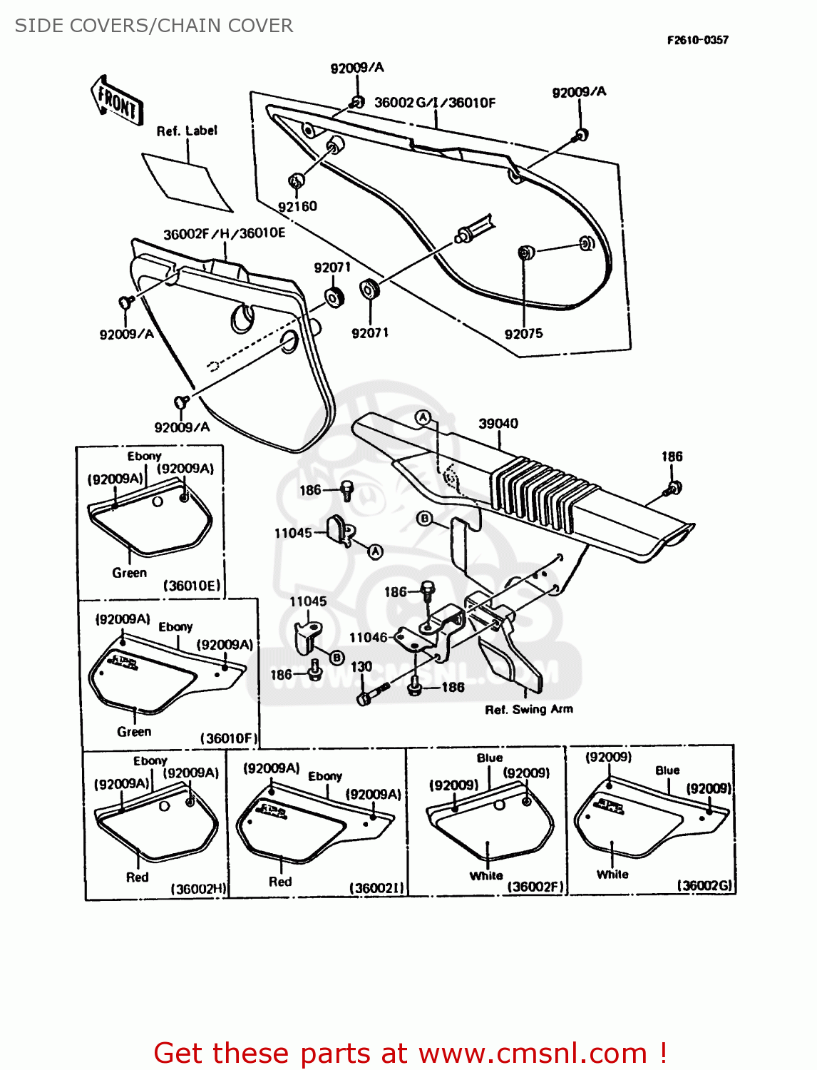 SIDE COVERS/CHAIN COVER KMX200-A3A 1989 EUROPE FG GR NR