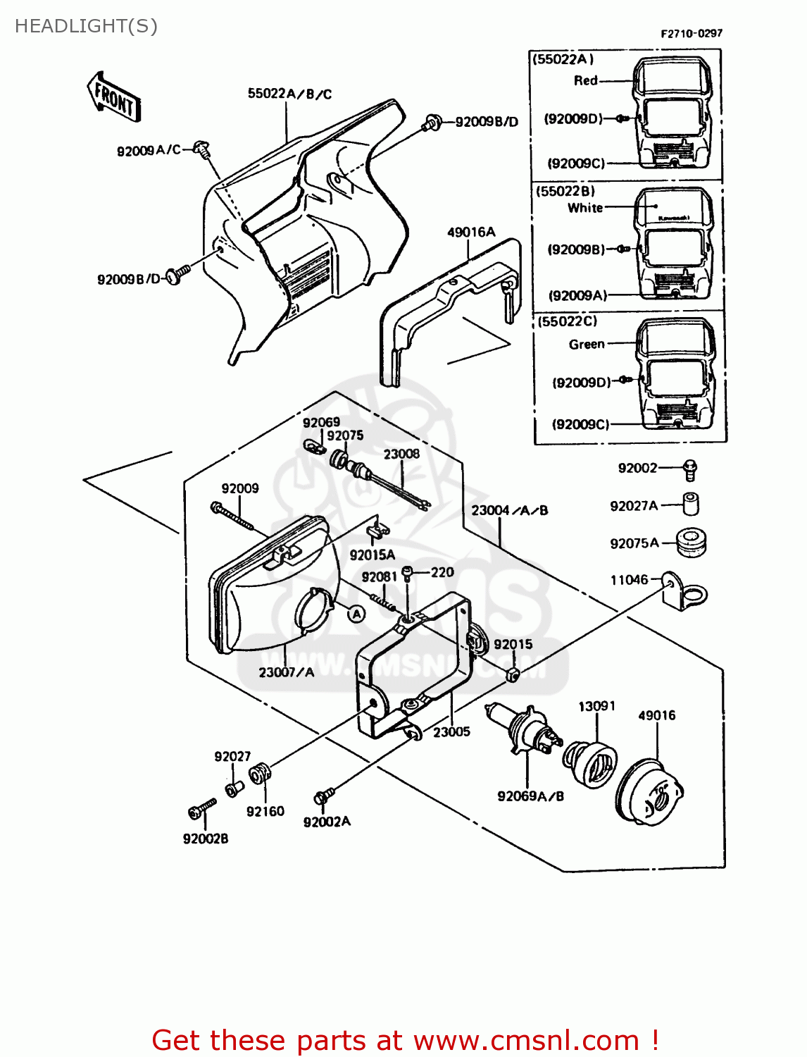 HEADLIGHT(S) KMX200-A3A 1989 EUROPE FG GR NR