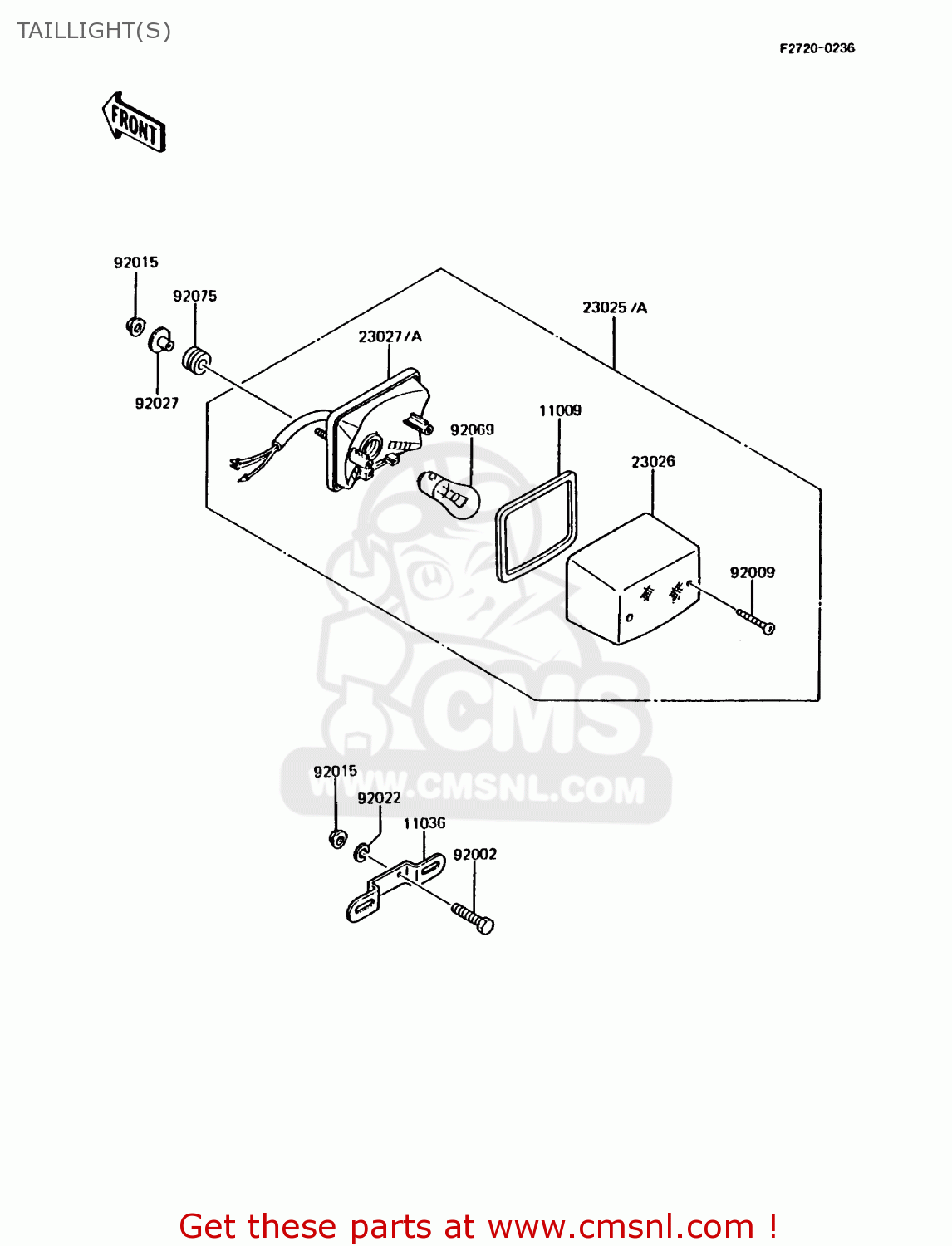 TAILLIGHT(S) KMX200-A3A 1989 EUROPE FG GR NR