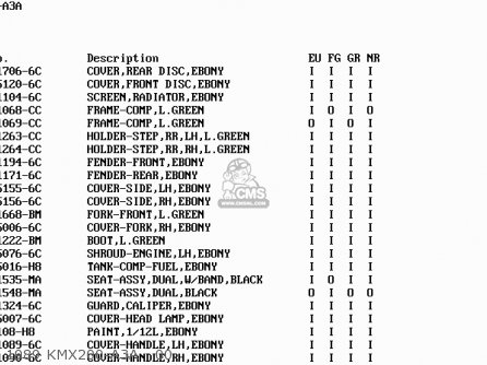 1989 KMX200-A3A   00 - KMX200-A3A 1989 EUROPE FG GR NR