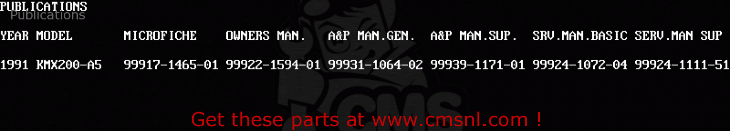 Publications KMX200-A5 1991 EUROPE GR