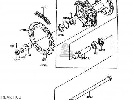 REAR HUB - KMX200-A5 1991 EUROPE GR