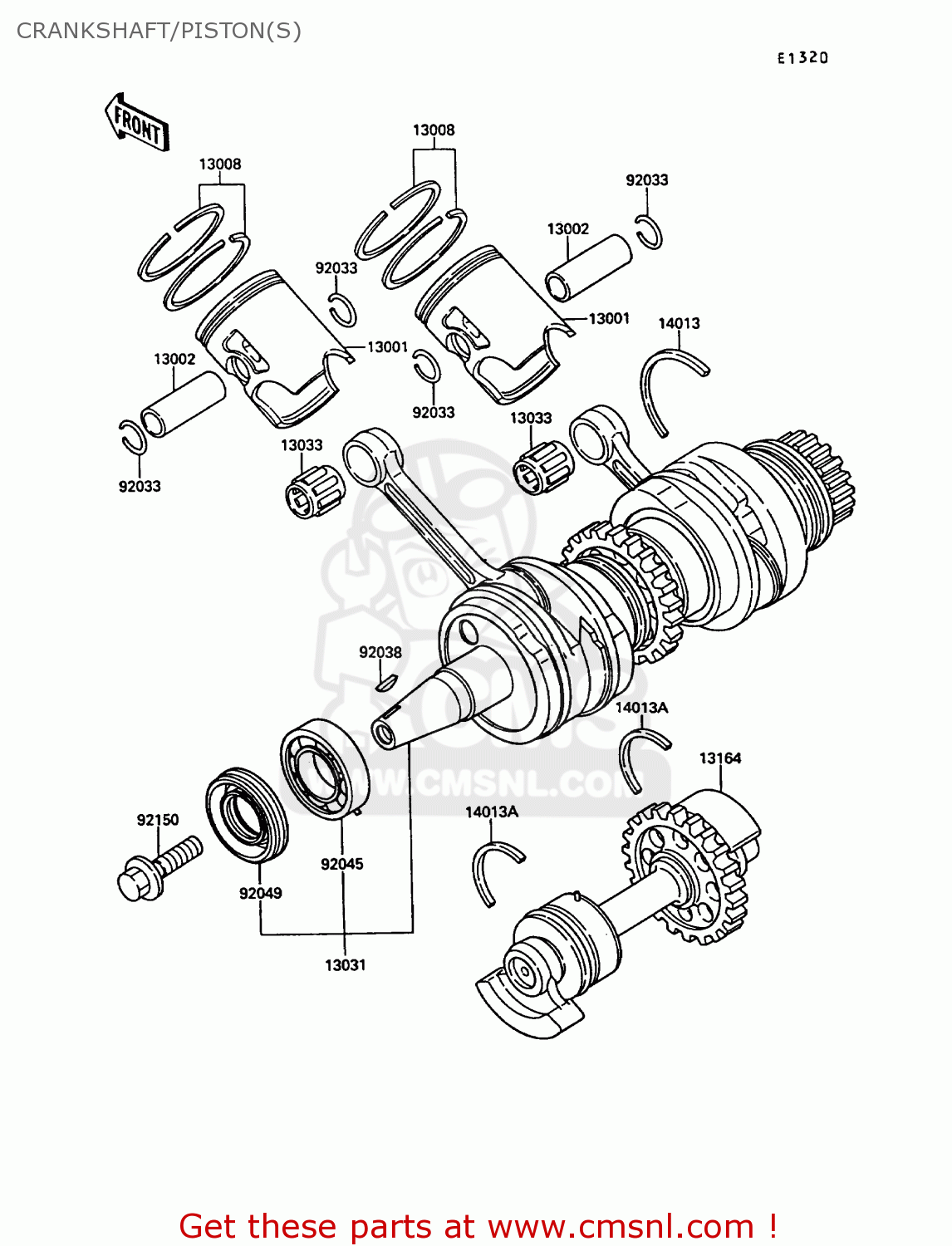 CRANKSHAFT/PISTON(S) KR250B2 KR1 1989 EUROPE UK FR GR IT