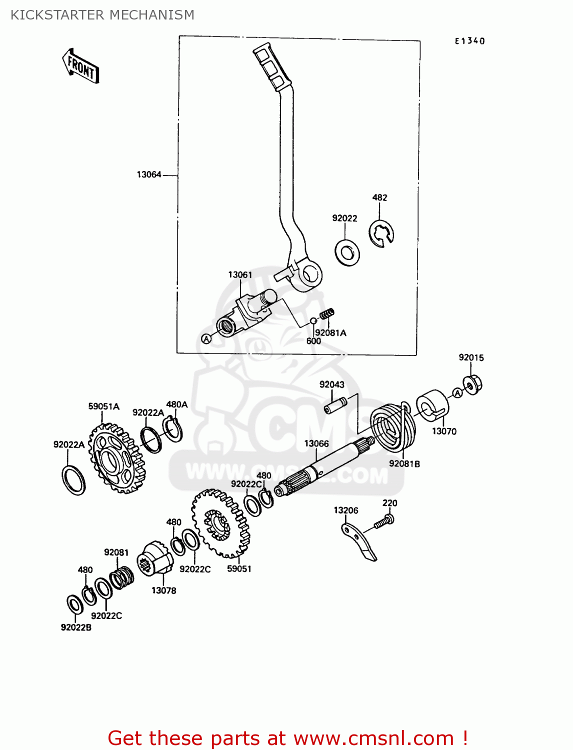 KICKSTARTER MECHANISM KR250B2 KR1 1989 EUROPE UK FR GR IT