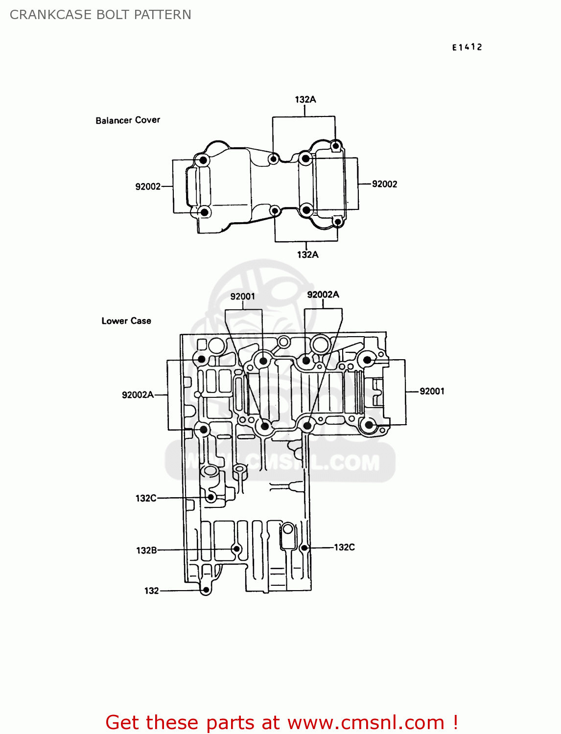 CRANKCASE BOLT PATTERN KR250B2 KR1 1989 EUROPE UK FR GR IT