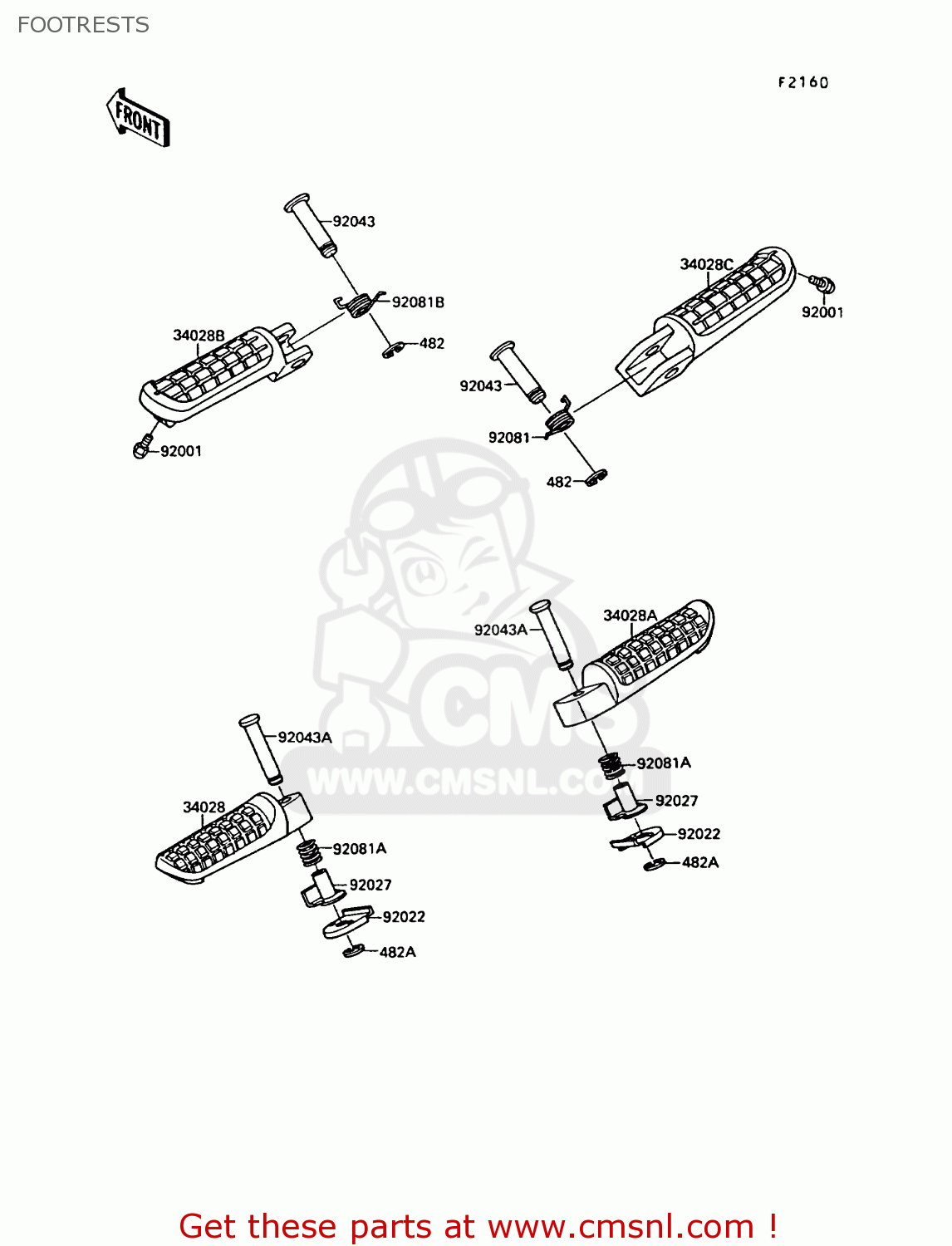 FOOTRESTS KR250B2 KR1 1989 EUROPE UK FR GR IT